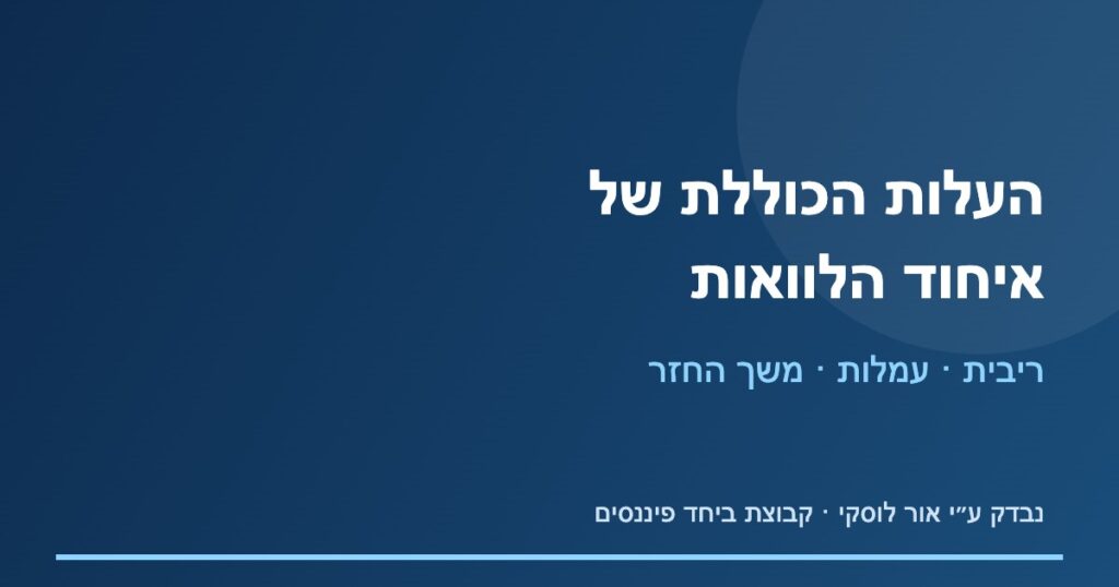 תרשים רכיבי העלות הכוללת של איחוד הלוואות: ריבית, עמלות ומשך החזר